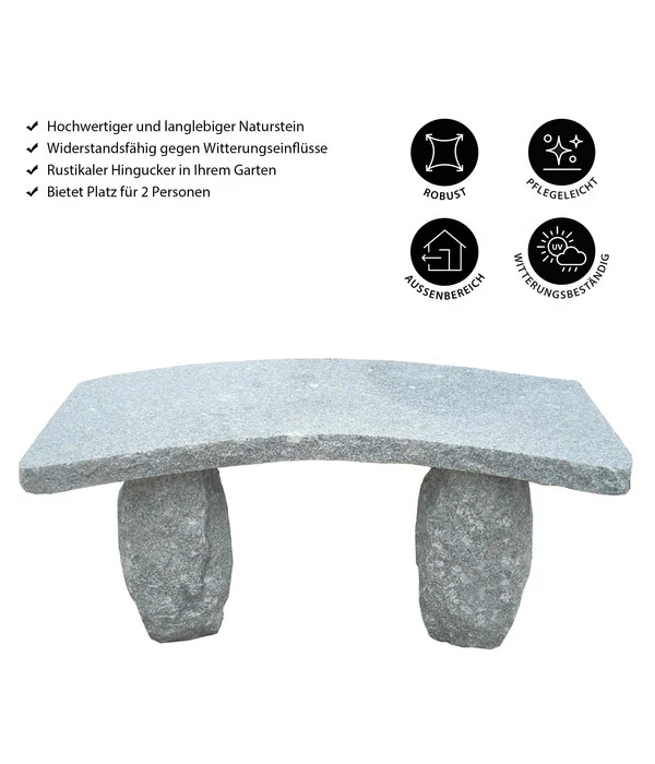 Dehner Granit-Gartenbank, Gebogen, 2-Sitzer 4 Dehner Granit-Gartenbank, Gebogen, 2-Sitzer – Bild 4