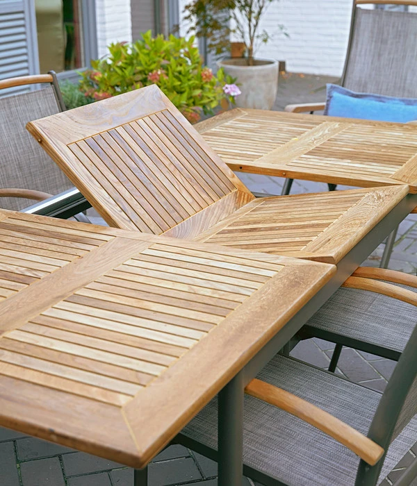 Dehner Teak-Ausziehtisch Colmar, Ca. B152-210/H76/T89 Cm 7 Dehner Teak-Ausziehtisch Colmar, Ca. B152-210/H76/T89 Cm – Bild 5