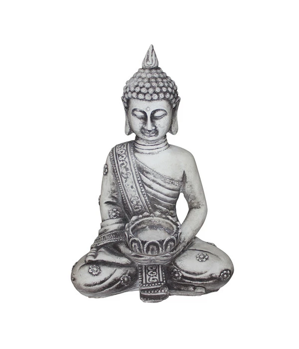 Fantasieco Stein-Buddha Mit Teelichtschale, 21 X 13 X 30 Cm 3 Fantasieco Stein-Buddha Mit Teelichtschale, 21 X 13 X 30 Cm