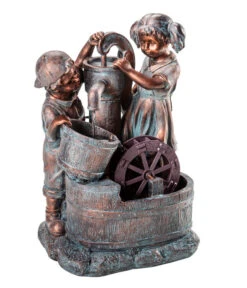 Dehner Polyresin-Gartenbrunnen Lea Und Leon, Ca. B45/H68,5/T35 Cm