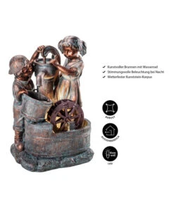 Dehner Polyresin-Gartenbrunnen Lea Und Leon, Ca. B45/H68,5/T35 Cm -Gartenbedarf Geschäft 4447587 WE IG 001 DehnerPolyresinGartenbrunnenLeaundLeon
