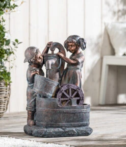 Dehner Polyresin-Gartenbrunnen Lea Und Leon, Ca. B45/H68,5/T35 Cm -Gartenbedarf Geschäft 4447587 WE MO 001 DehnerPolyresinGartenbrunnenLeaundLeonNEU