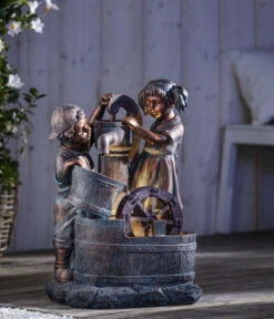 Dehner Polyresin-Gartenbrunnen Lea Und Leon, Ca. B45/H68,5/T35 Cm -Gartenbedarf Geschäft 4447587 WE MO 002 DehnerPolyresinGartenbrunnenLeaundLeonNEU