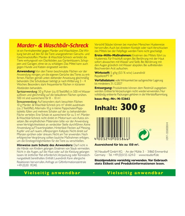 Neudorff Marder- & Waschbär-Schreck, 300 G 4 Neudorff Marder- & Waschbär-Schreck, 300 G – Bild 2