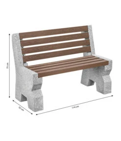 Dehner Granit-Gartenbank, 2-Sitzer, Ca. B114/H75/T52 Cm -Gartenbedarf Geschäft 6692065 WE BG 001 GRANITBANKWPCRUECKENL