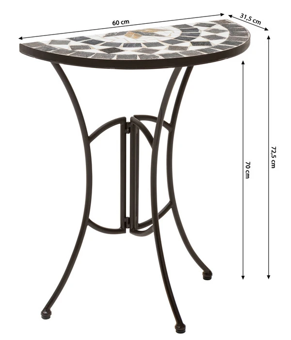 Dehner Mosaiktisch Diana Halbrund, Ca. B60/H72,5/T31,5 Cm 5 Dehner Mosaiktisch Diana Halbrund, Ca. B60/H72,5/T31,5 Cm – Bild 3