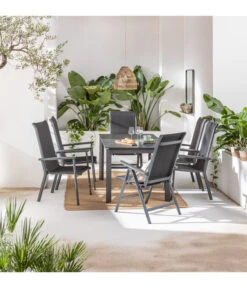 Dehner Stapelstuhl Cleveland, Dunkelgrau -Gartenbedarf Geschäft 6895379 6894133 6894141 WE MO 001 StapelstuhlClevelandGrau